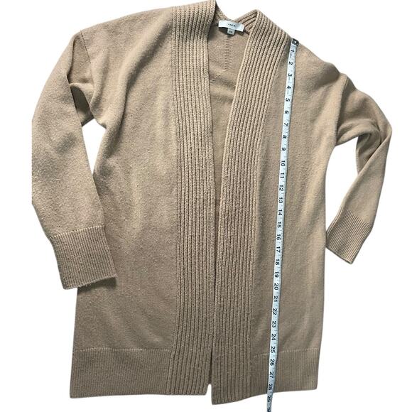 Vince Rib Placket Wool & Cashmere Blend Cardigan in Camel Size XS Soft Cozy Long - Picture 7 of 11